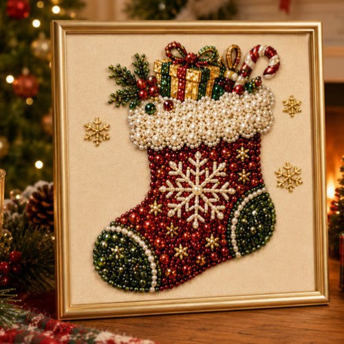 Warmteparadijs Diamond painting kerst met parelsteentjes, zonder lijst