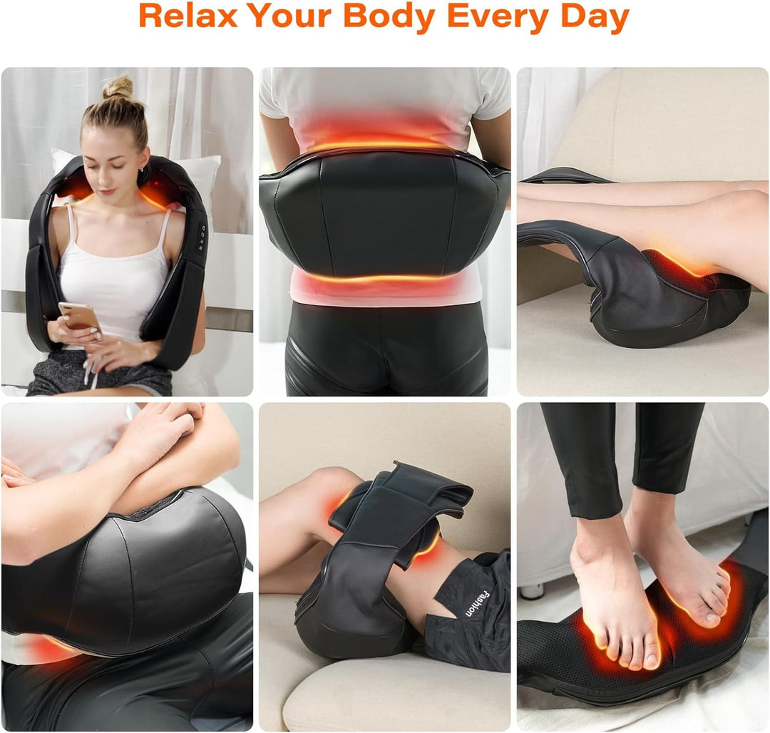 Shiatsu nek- en rugmassage apparaat met warmte en kneedfunctie