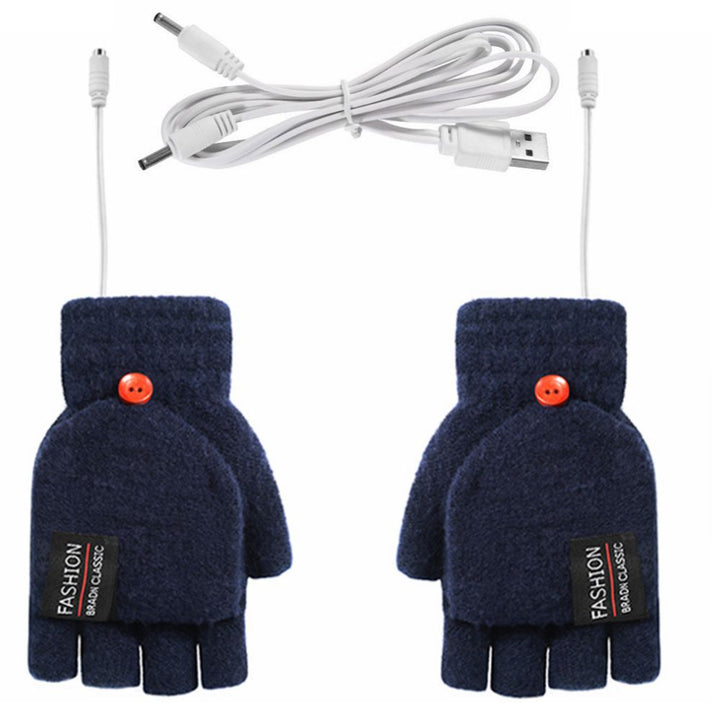 Verwarmde handschoenen op USB, dubbelzijdig, halve vinger