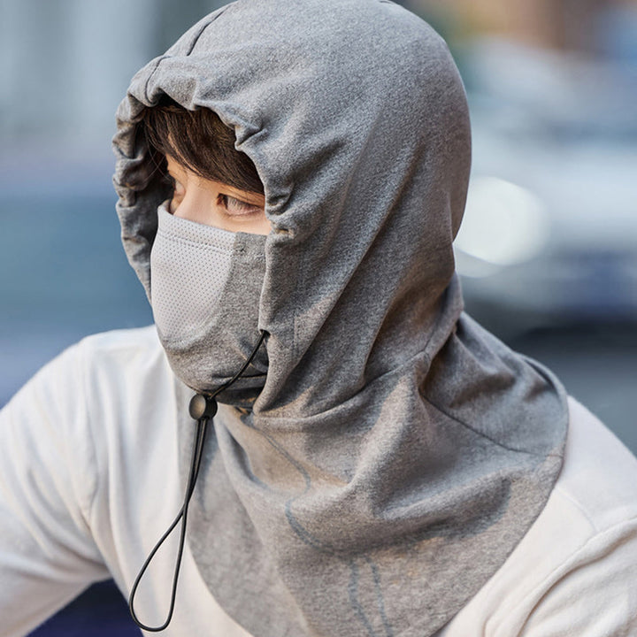 Warmteparadijs™ Winddicht gezichtsmasker met capuchon en nekwarmer voor fietsen