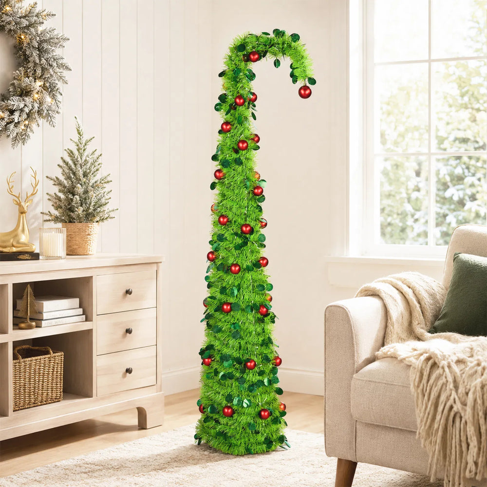 Groene pop-up kerstboom met rode ballen