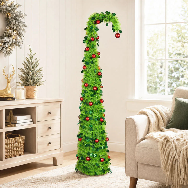 Groene pop-up kerstboom met rode ballen