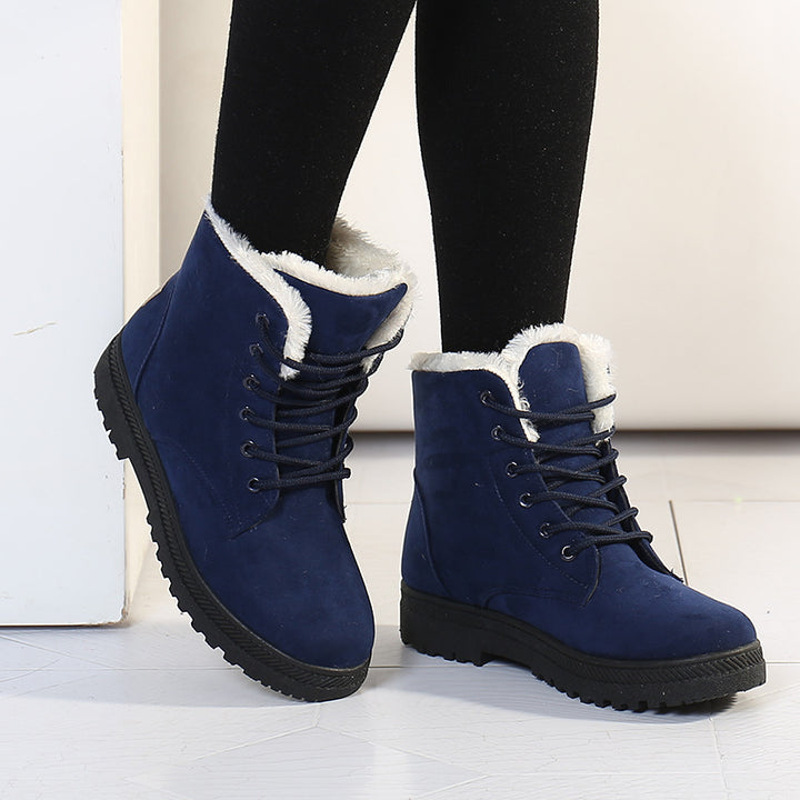 Snowboots dames met warme pluche voering, lage hak in 5 kleuren
