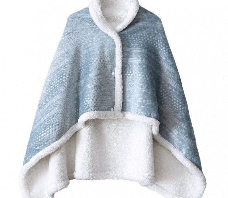 Draagbare fleece deken met knopen om schouders