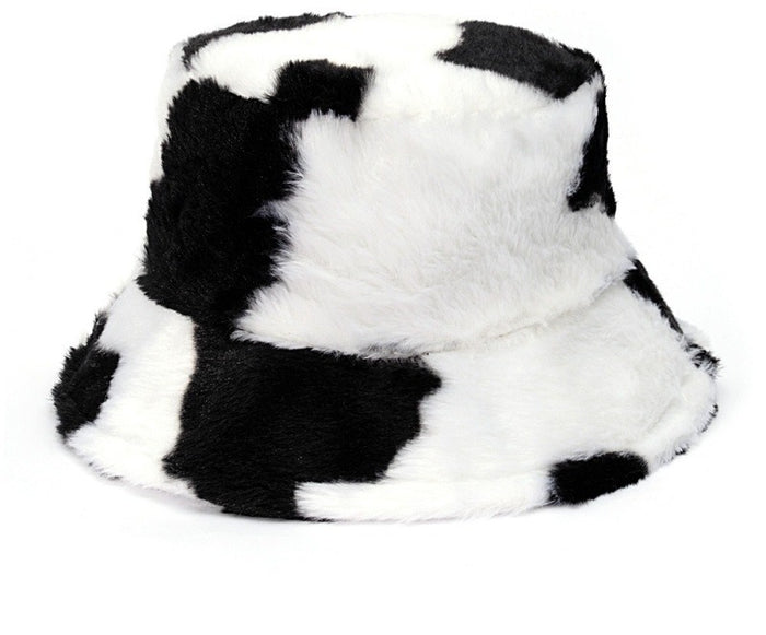 Warmteparadijs Pluizige bucket hat van imitatiebont in opvallende prints