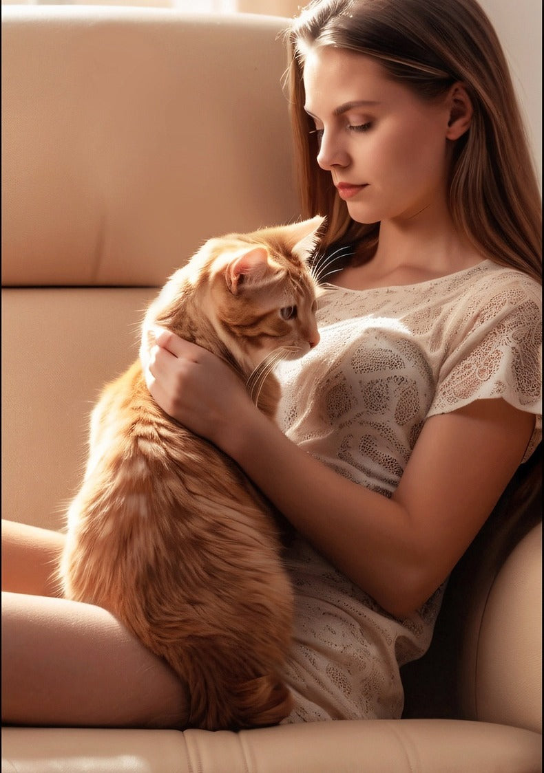 Witte vachtborstel met waternevel en kat