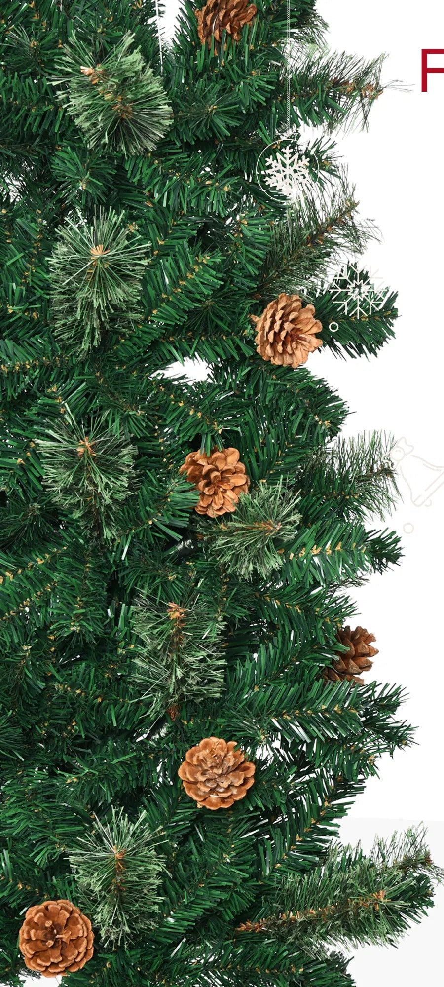 Slanke kerstboom met dennenappels