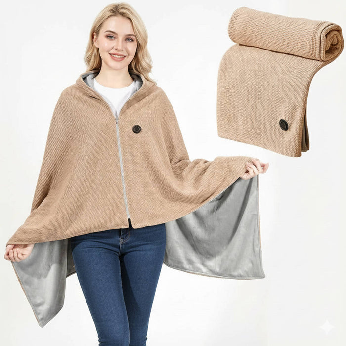 Warmteparadijs™ USB-verwarmde omslagdoek van zacht katoenmix