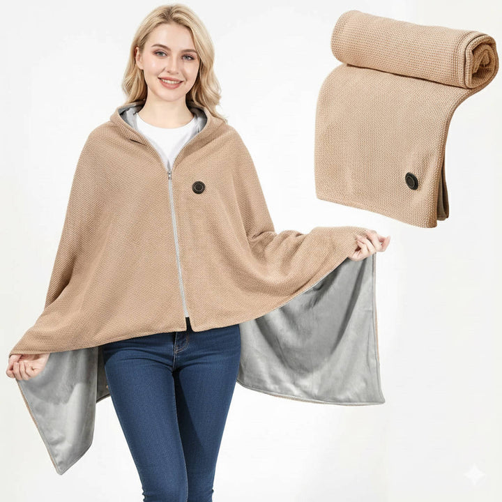 Warmteparadijs™ USB-verwarmde omslagdoek van zacht katoenmix