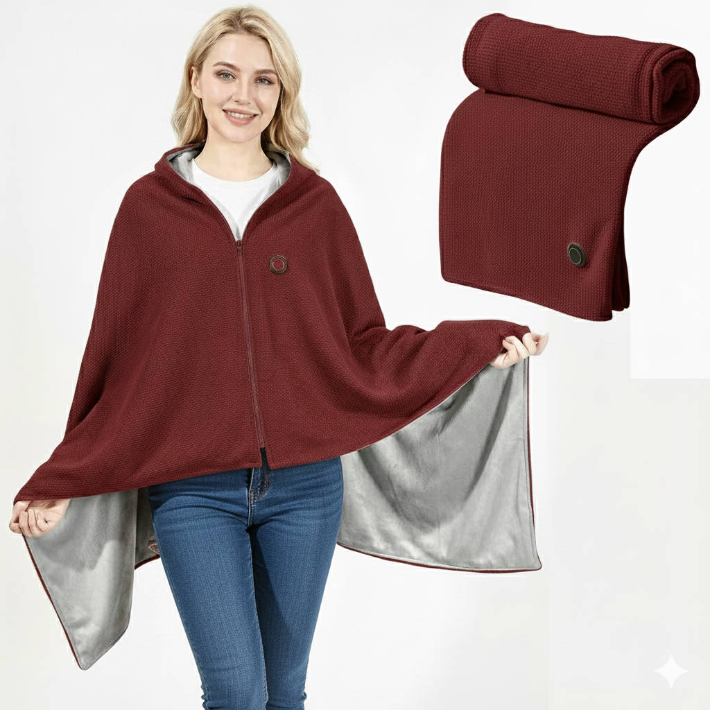 Warmteparadijs™ Verwarmde omslagdoek met USB-C en acht warmtezones