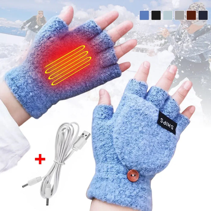 Warmteparadijs™ Gebreide verwarmde handschoenen, USB-oplaadbaar