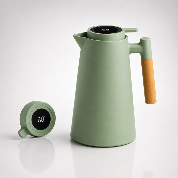Warmteparadijs™ Thermoskan 1 liter met temperatuurdisplay in de dop en lekvrije tuit
