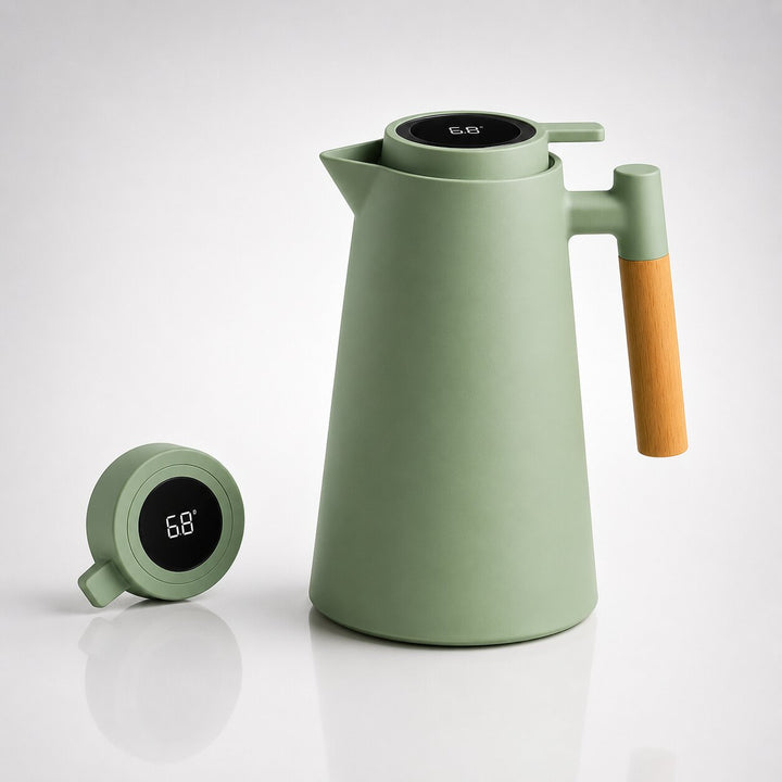Warmteparadijs™ Thermoskan 1 liter met temperatuurdisplay in de dop en lekvrije tuit