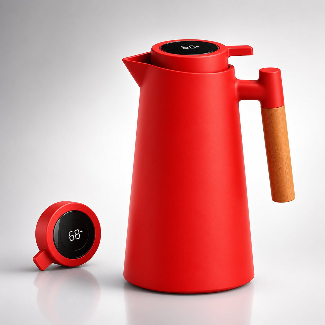 Warmteparadijs™ Thermoskan 1 liter met temperatuurdisplay in de dop en lekvrije tuit