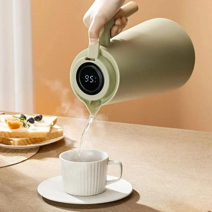 Warmteparadijs™ Thermoskan 1 liter met temperatuurdisplay in de dop en lekvrije tuit