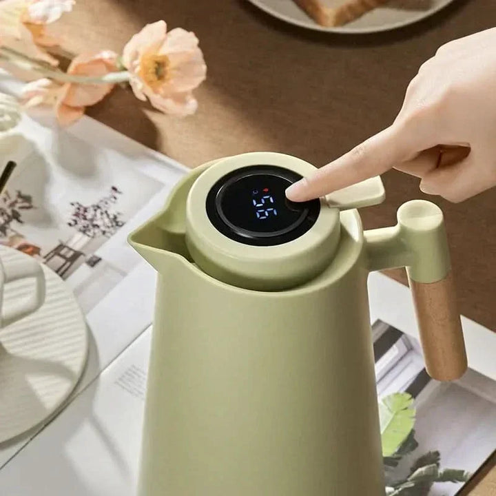 Warmteparadijs™ Thermoskan 1 liter met temperatuurdisplay in de dop en lekvrije tuit