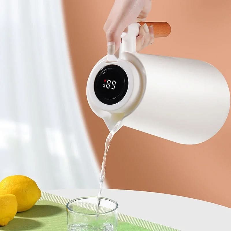 Warmteparadijs™ Thermoskan 1 liter met temperatuurdisplay in de dop en lekvrije tuit