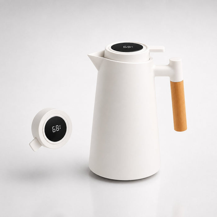 Warmteparadijs™ Thermoskan 1 liter met temperatuurdisplay in de dop en lekvrije tuit