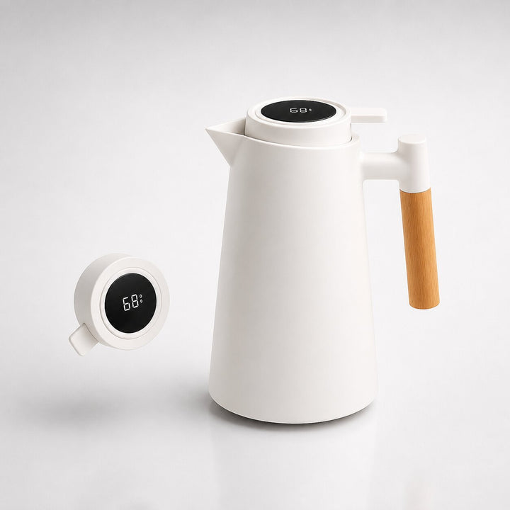 Warmteparadijs™ Thermoskan 1 liter met temperatuurdisplay in de dop en lekvrije tuit