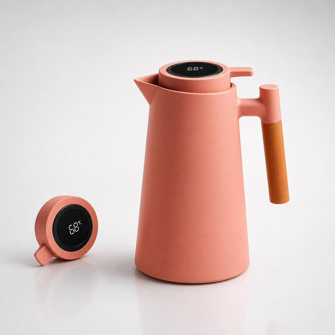 Warmteparadijs™ Thermoskan 1 liter met temperatuurdisplay in de dop en lekvrije tuit