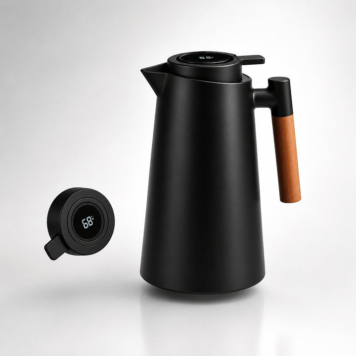 Warmteparadijs™ Thermoskan 1 liter met temperatuurdisplay in de dop en lekvrije tuit