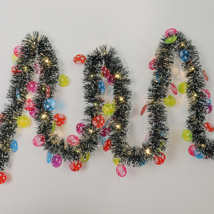 Kerstslinger met leds en kerstmannetjes