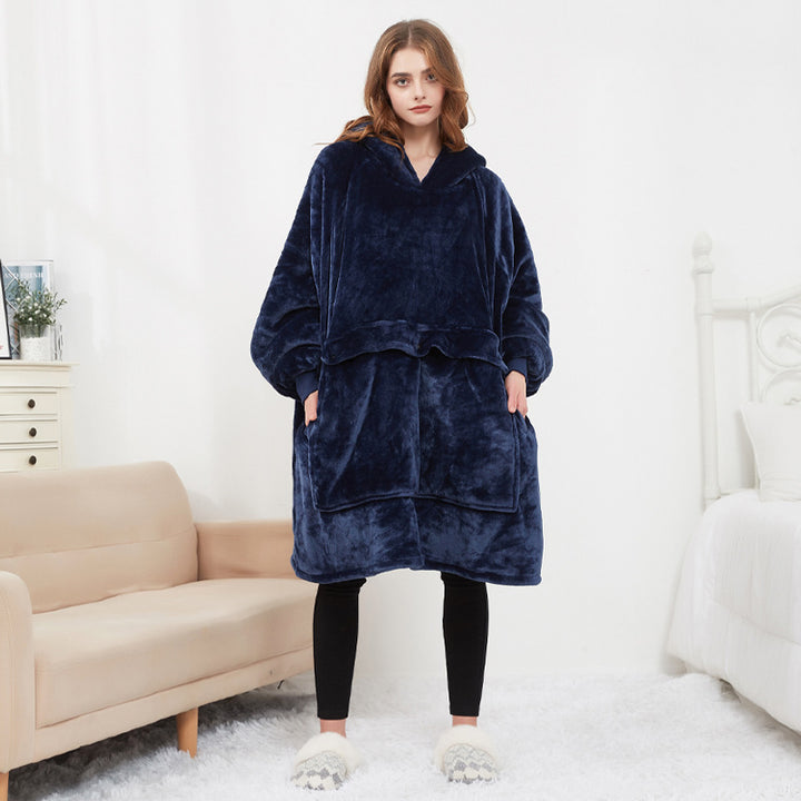 Verwarmde hoodie deken met USB – sherpa met grote warmtezone