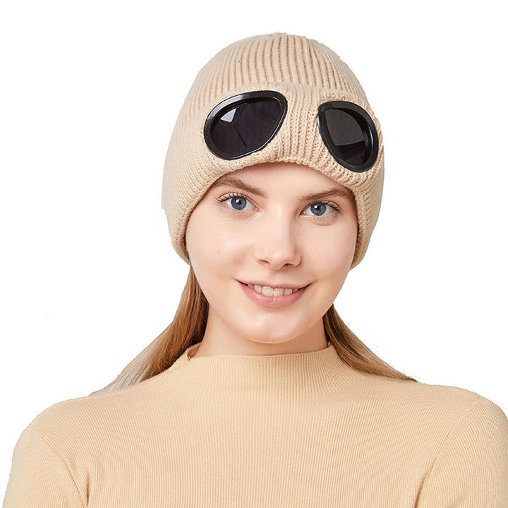 Gebreide muts met opklapbare bril