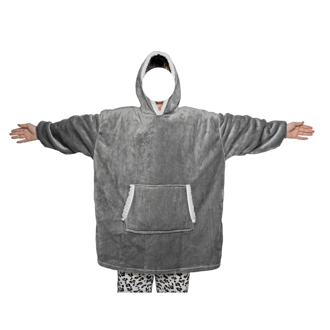 Deken hoodie met capuchon en zak, warm en met mouwen voor tv-avonden