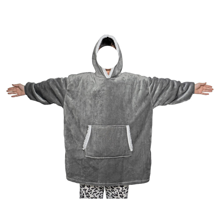 Deken hoodie met capuchon en zak, warm en met mouwen voor tv-avonden