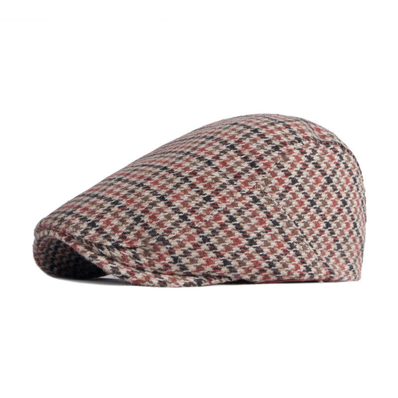 Flatcap met pied-de-poulepatroon