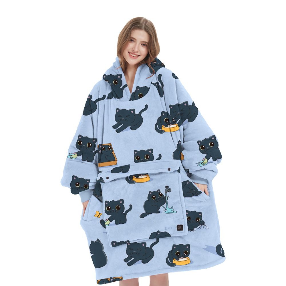 Verwarmde hoodie deken met USB – sherpa met grote warmtezone