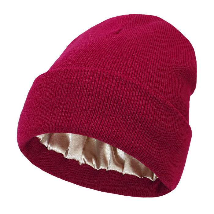 Warmteparadijs Dubbellaagse omslagbeanie met satijn vanbinnen