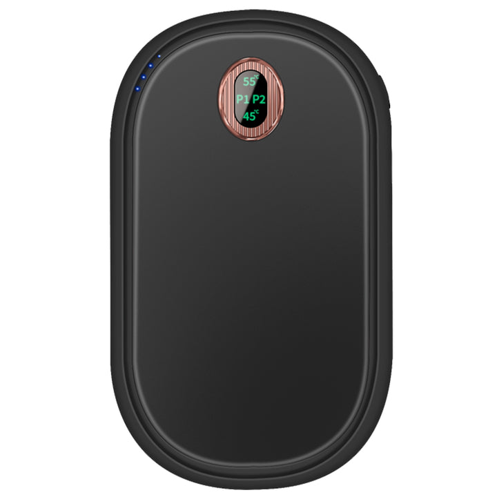 Kiezelvormige handwarmer met display