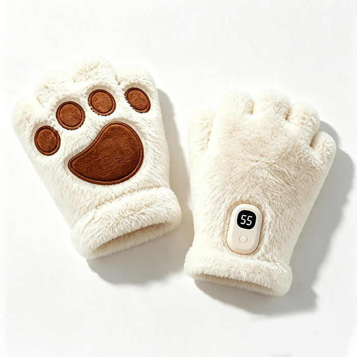 Warmteparadijs Verwarmde vingerloze handschoenen met kattenpootjes