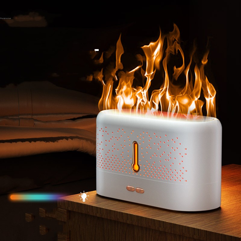 Aroma diffuser met vlameffect en USB-voeding, in wit