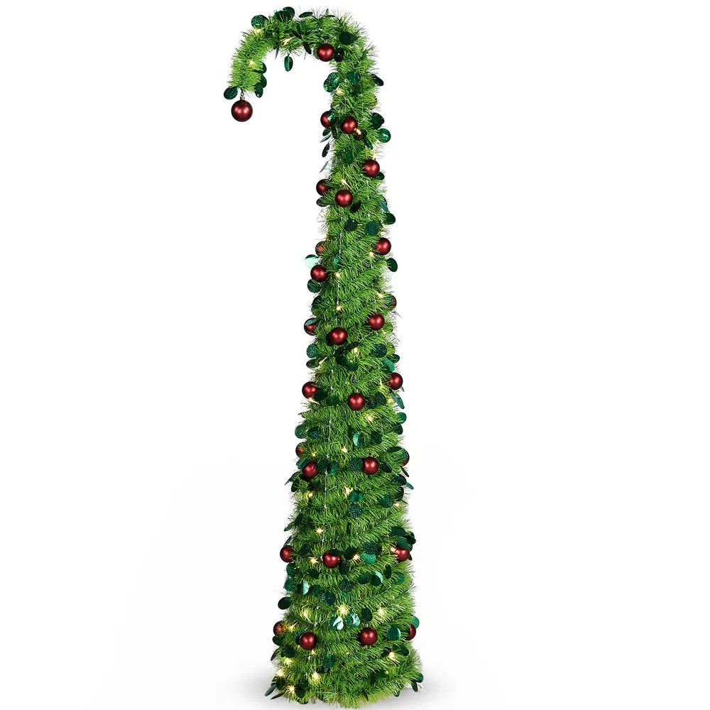 Groene pop-up kerstboom met rode ballen
