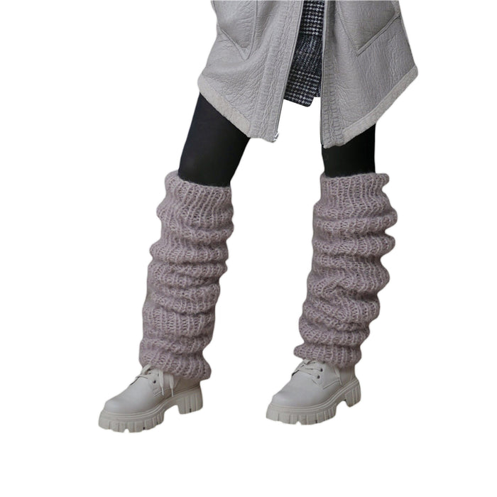 Warmteparadijs Grofgebreide slouchy beenwarmers in pluizige brei