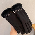 Handschoenen in suèdelook met pluche boord