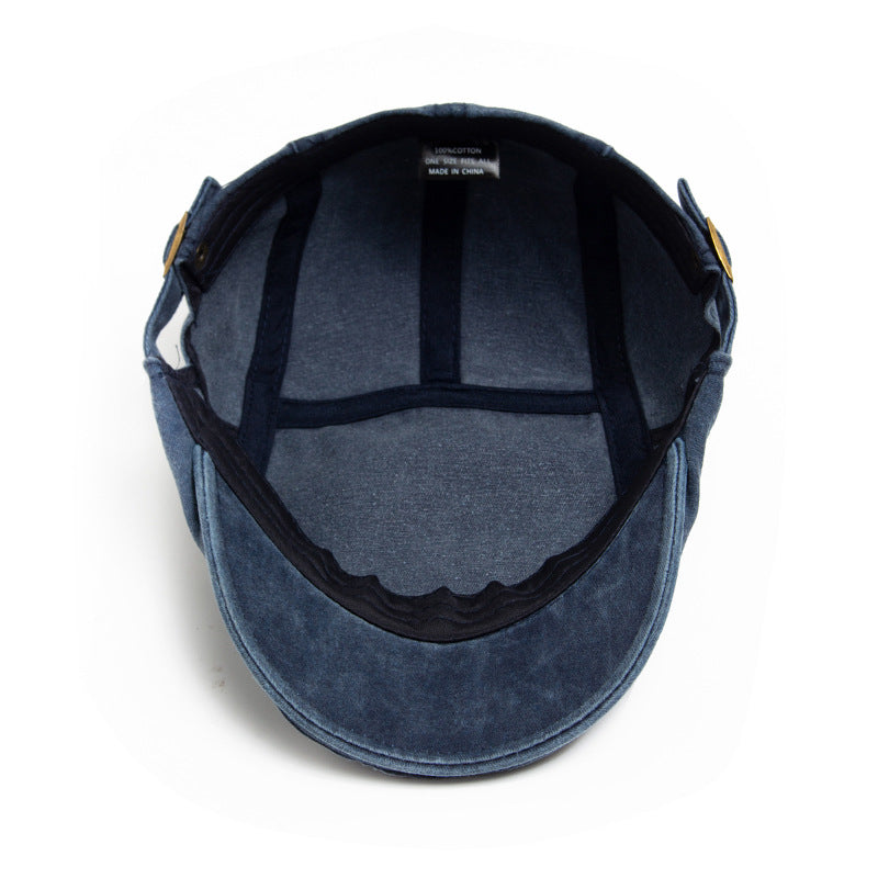 Gewassen denim flatcap