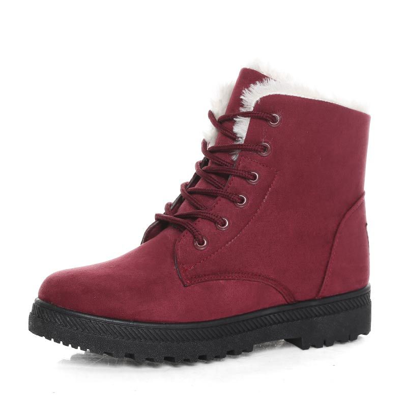 Snowboots dames met warme pluche voering, lage hak in 5 kleuren