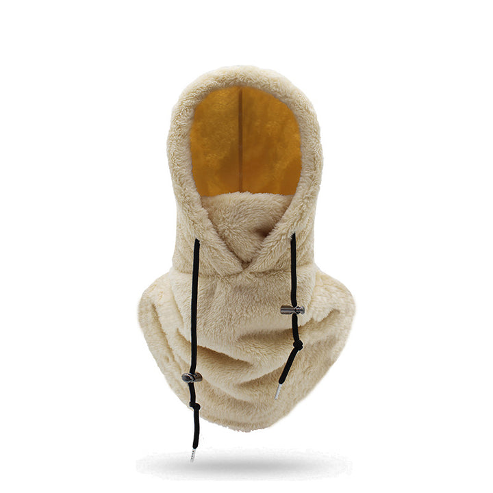 Pluche bivakmuts met nekwarmer