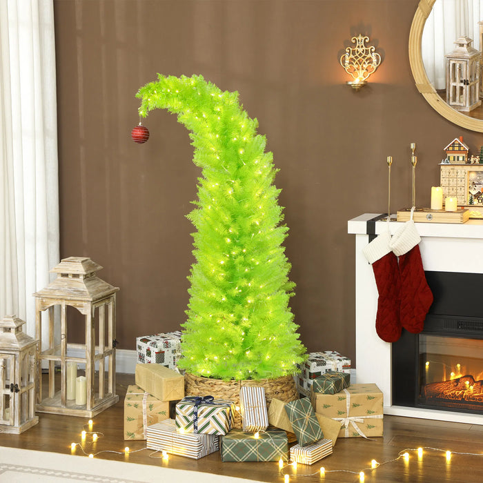 Warmteparadijs Limoengroene smalle kerstboom 152 cm met geknakte top