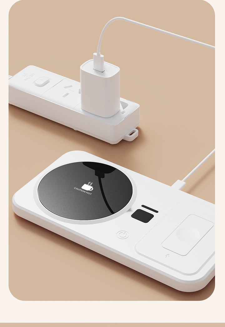 Platte bekerwarmer met draadloze telefoonlader