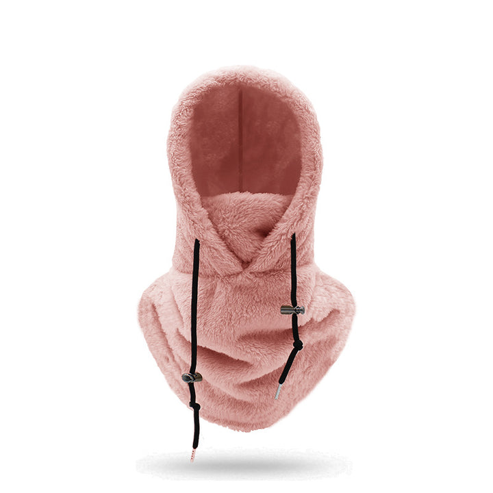 Pluche bivakmuts met nekwarmer