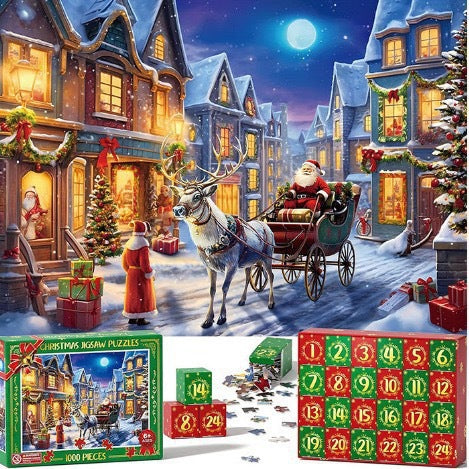 Adventskalender met genummerde doosjes vol puzzelstukjes