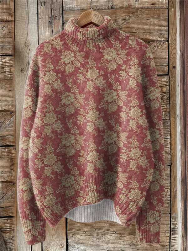 Warmteparadijs Losse coltrui met print, van bloemen tot kerstboom