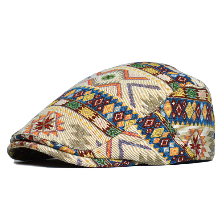 Flatcap met kleurrijk geometrisch patroon