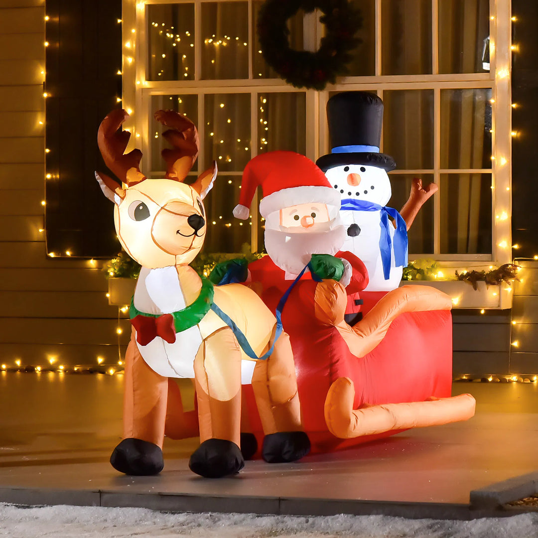 Opblaasbare kerstman met rendier op slee