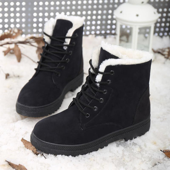 Snowboots dames met warme pluche voering, lage hak in 5 kleuren